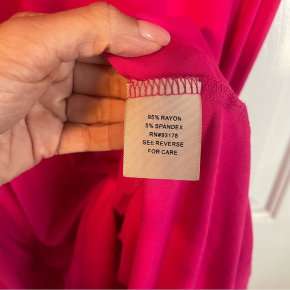 Philosophy Cashmere Scoop Neck Swing Dress Short sleeve casual Cerise Pink Small - Picture 6 of 7